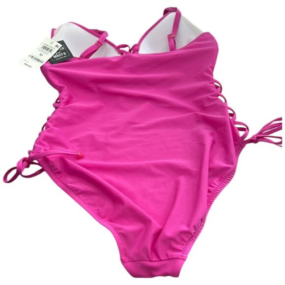 Bar III Women's Lace-Up One-Piece Swimsuit in Magic Magenta | Size M | NWT - Picture 6 of 12